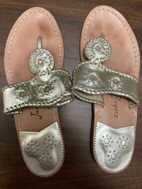 Jack Rogers Flip Flops, Gold Metallic